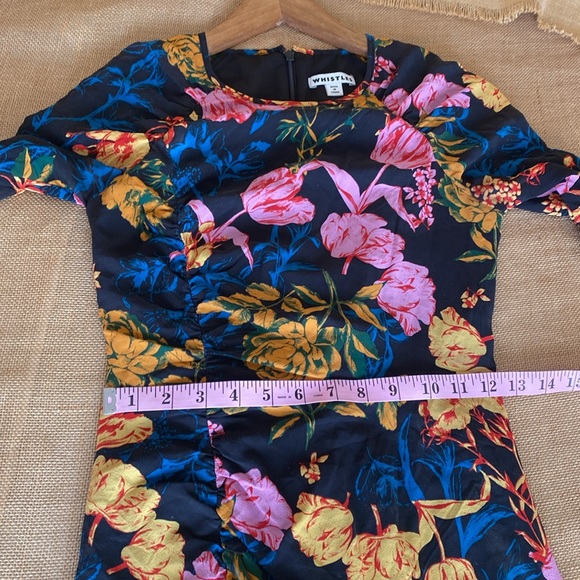 Whistles Silk Blend Long Sleeve Ruched Floral Dress - Picture 11 of 15